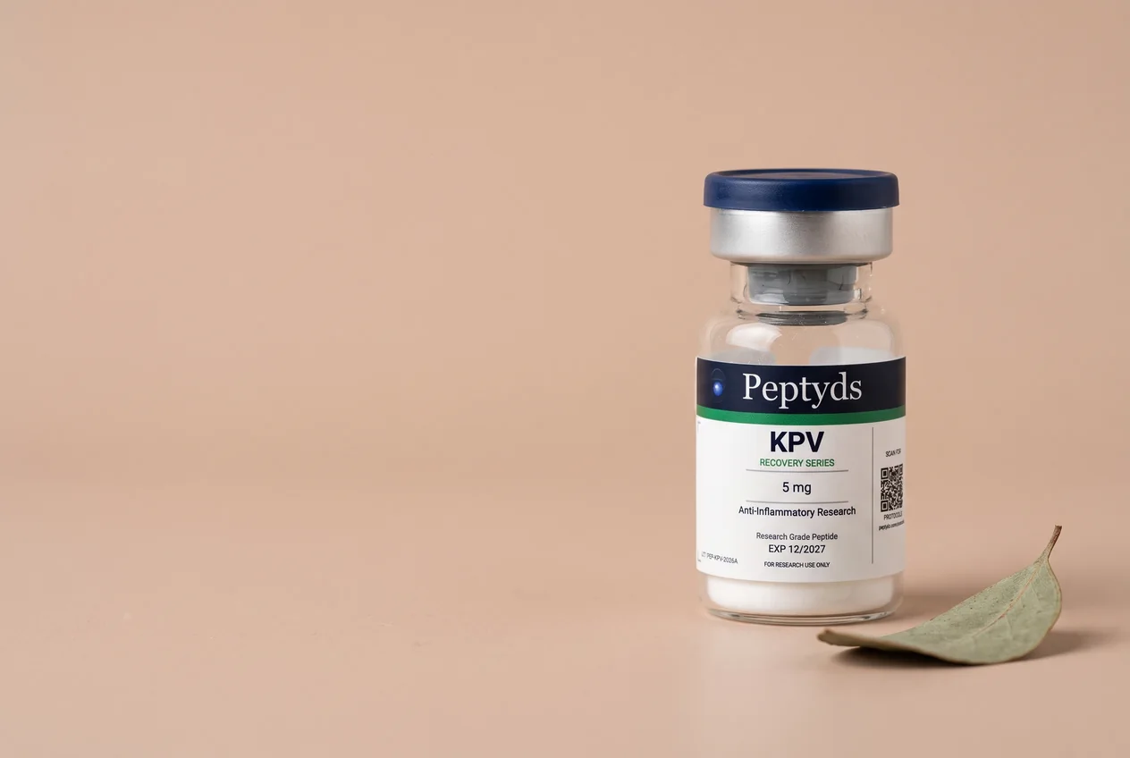 5 mg vial lyophilised vial of KPV, ISO/IEC 17025 lab-verified, Peptyds packaging