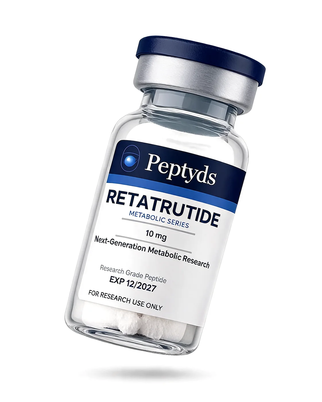 10 mg vial lyophilised vial of Retatrutide, ISO/IEC 17025 lab-verified, research-use-only, Peptyds packaging